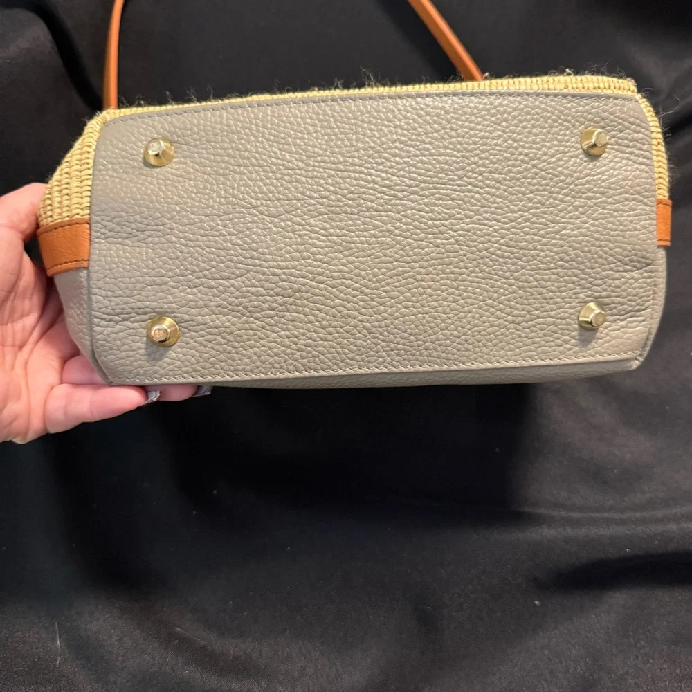 Valentina Raffia &‎ Leather Shoulder Bag – Two-Tone Summer Purse Made In Italy